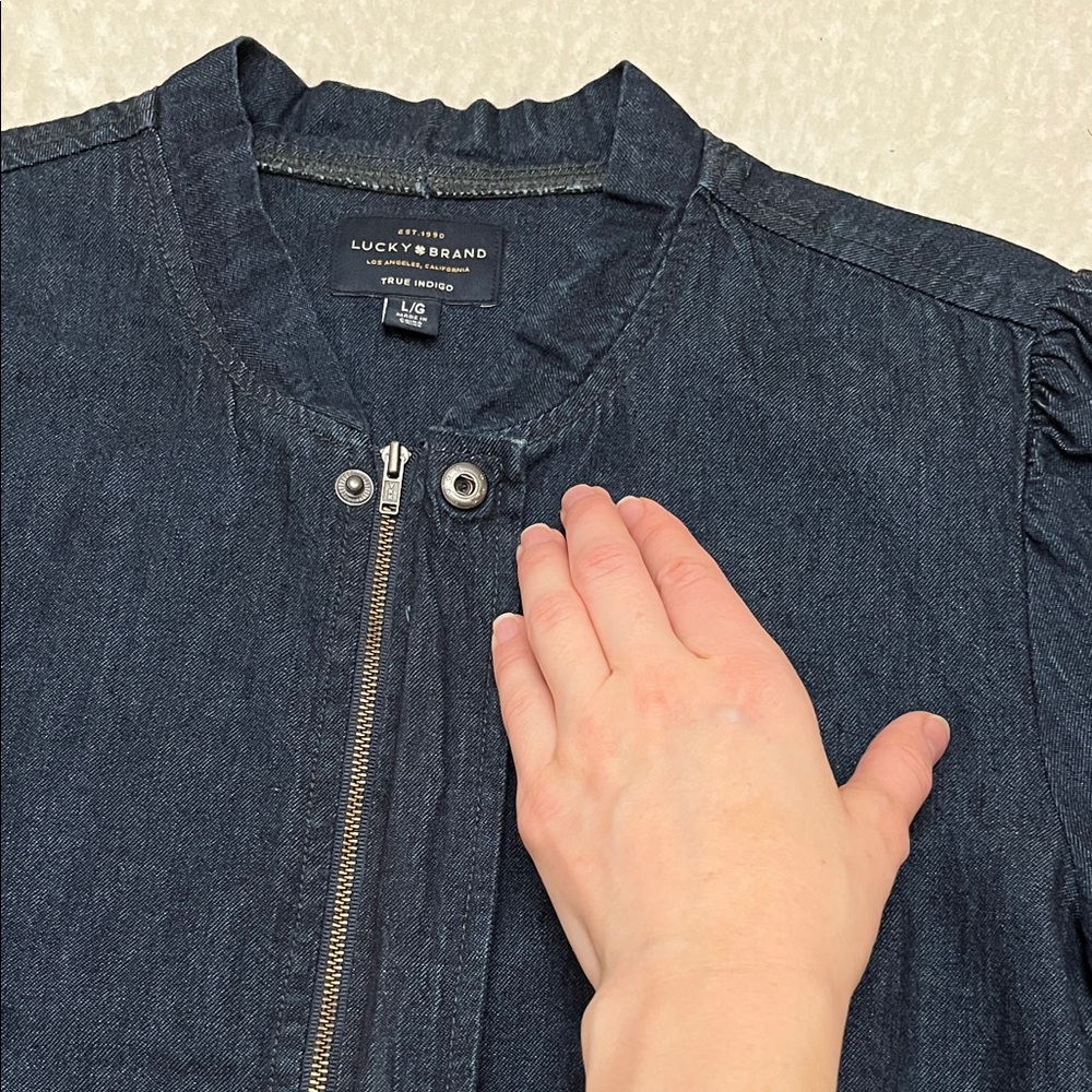 Lucky Brand True Indigo Bomber Denim Bomber Jacket - Picture 10 of 14